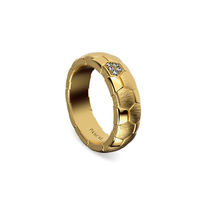 'The Soccer' Band Ring, White Diamond