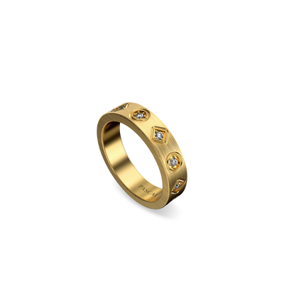 Round Rhomb Diamond Band Ring, White Diamond