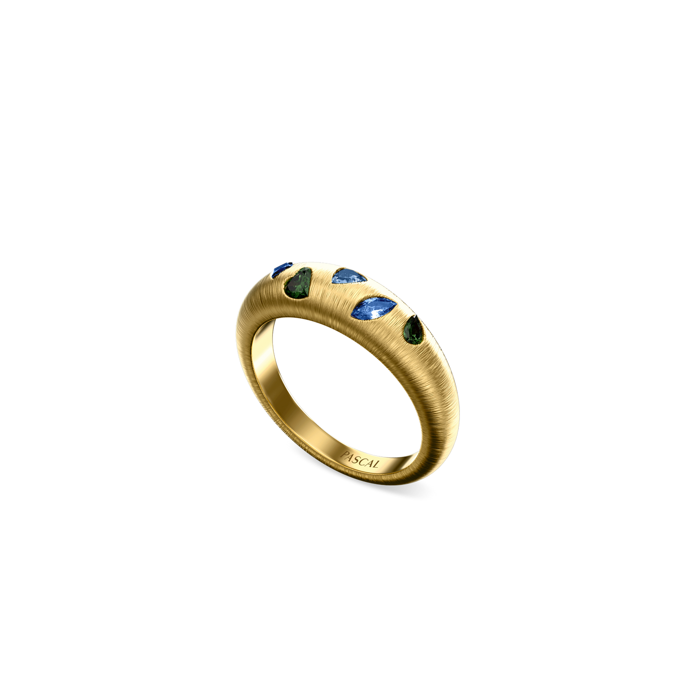 Bague dôme en pierre précieuse mosaïque