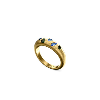 Bague dôme en pierre précieuse mosaïque