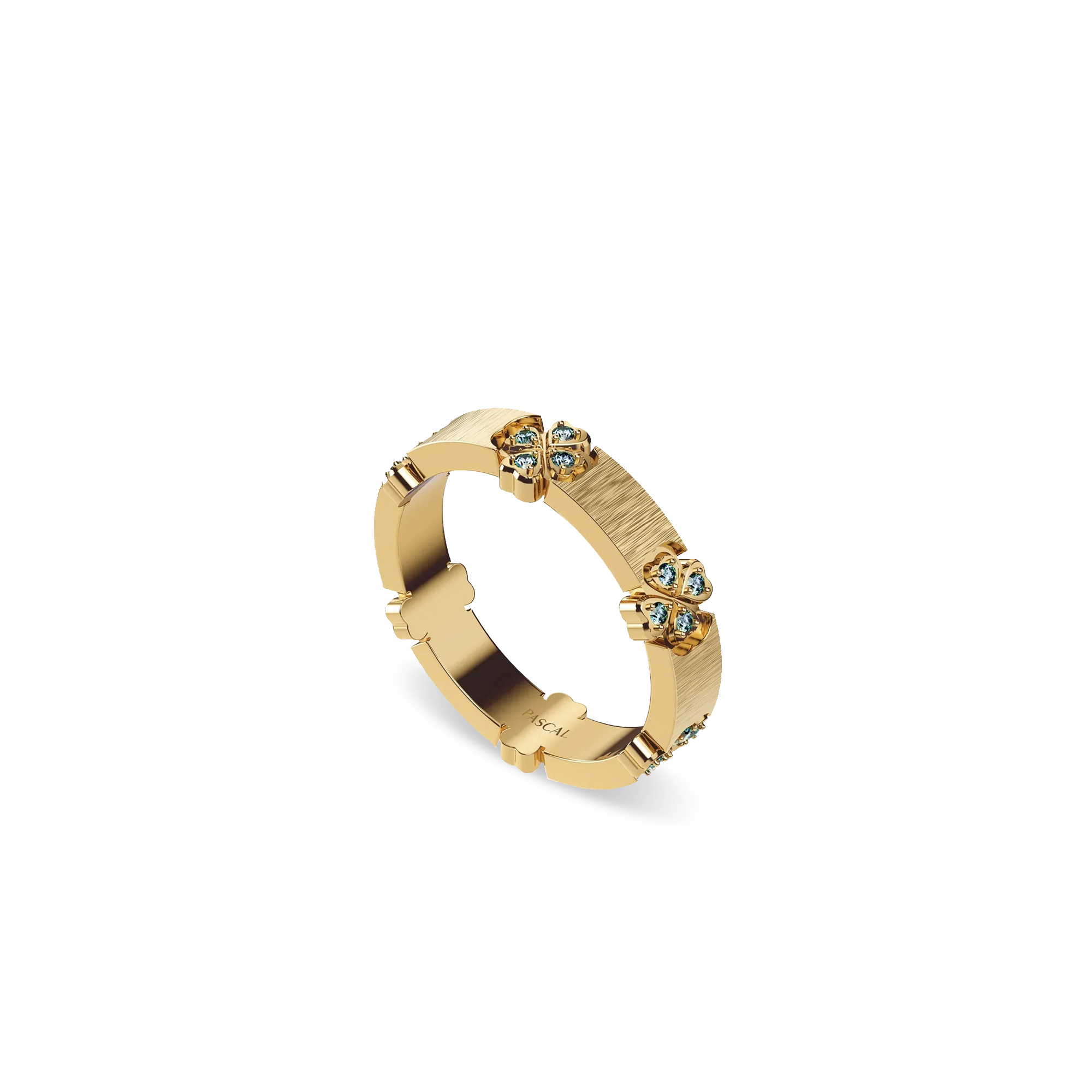 'Lucky Clover' Band Ring, Green Diamond Pavé | PASCAL