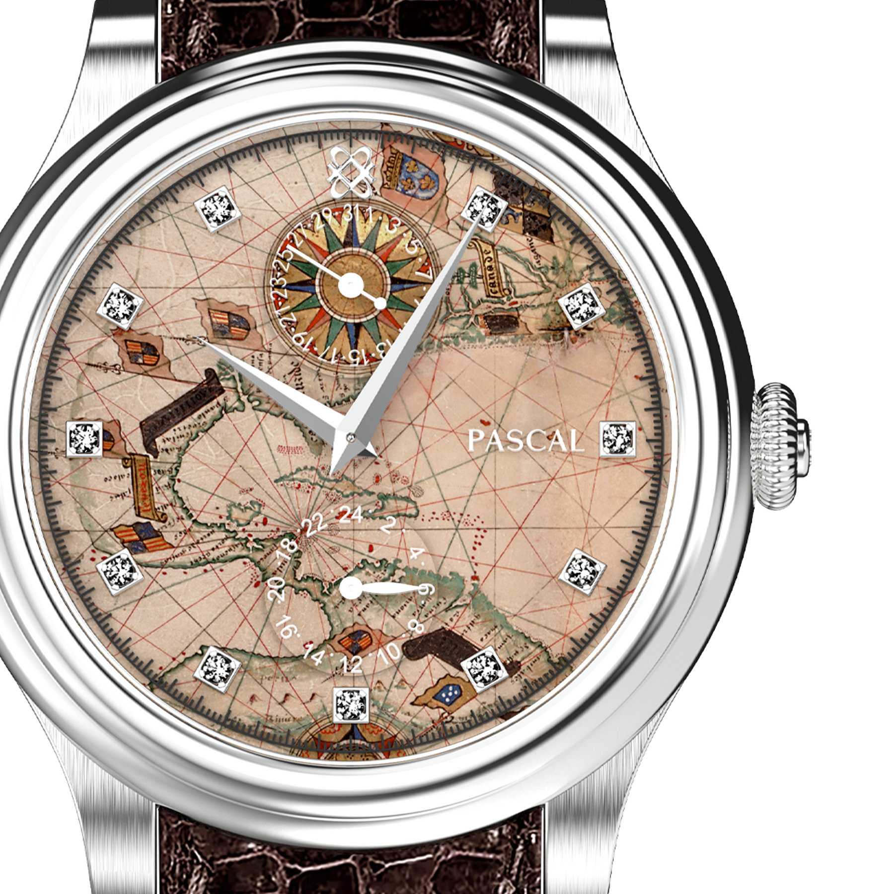 Pascal Watch Square Navigator Diamond Watch | PASCAL