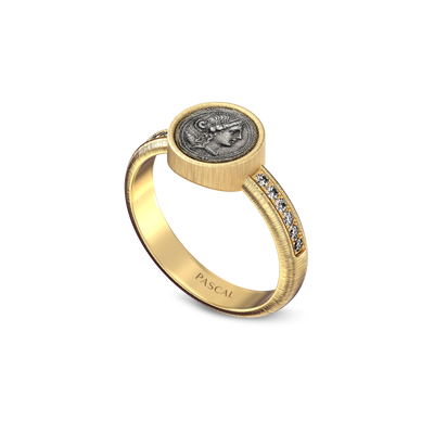 Anillo de dedo meñique 'The Great Civitas' Artemis Coin, diamante blanco