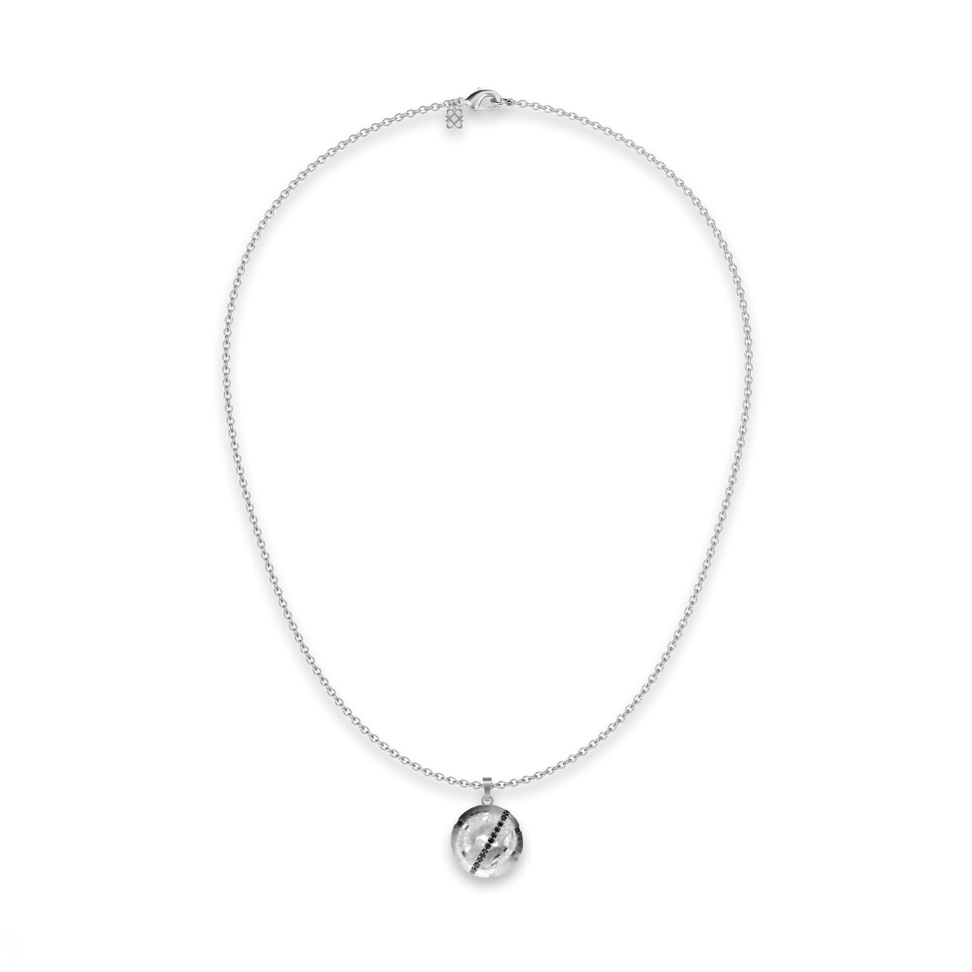 'The Basketball' Crooked Ball Linear Diamond Pendant, Black Diamond