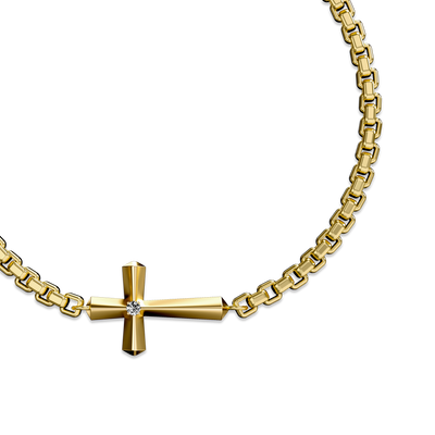 Pulsera Amuleto Cruz, Diamante Blanco