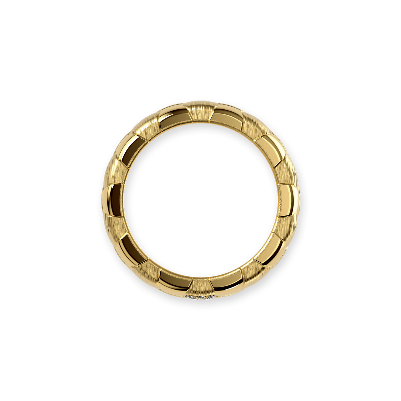 'The Soccer' Band Ring, White Diamond