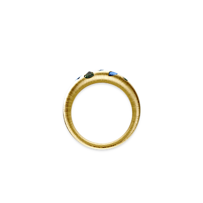 Bague dôme en pierre précieuse mosaïque