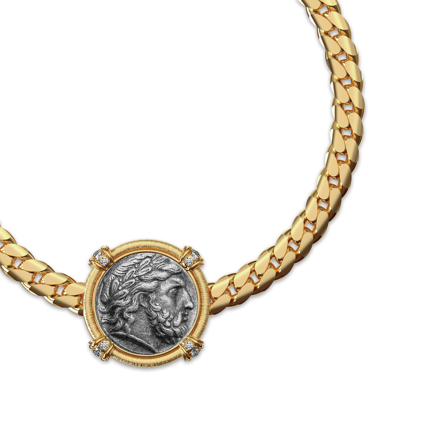 Pulsera de Moneda Zeus "The Great Civitas", Diamante Blanco