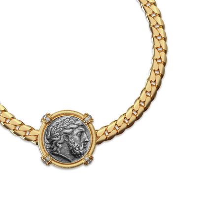 Pulsera de Moneda Zeus "The Great Civitas", Diamante Blanco