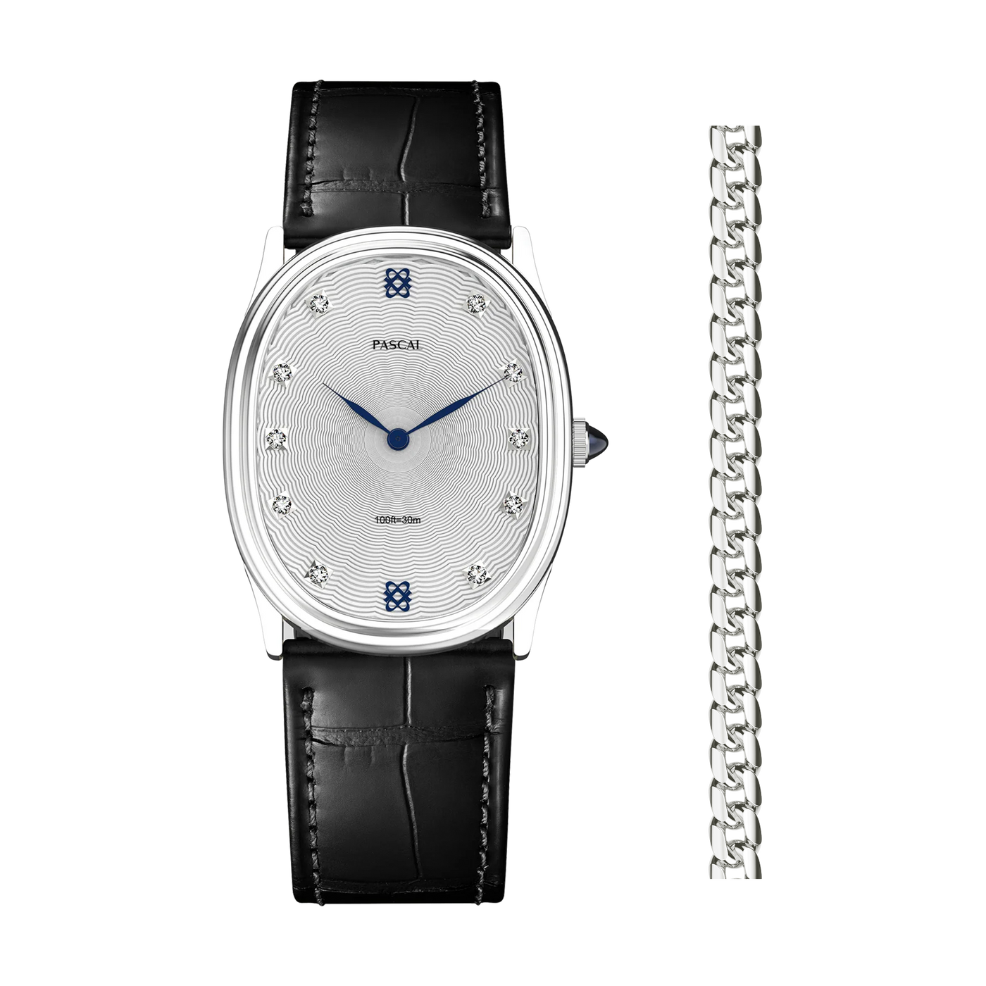 Montre ovale à bulles et diamants 