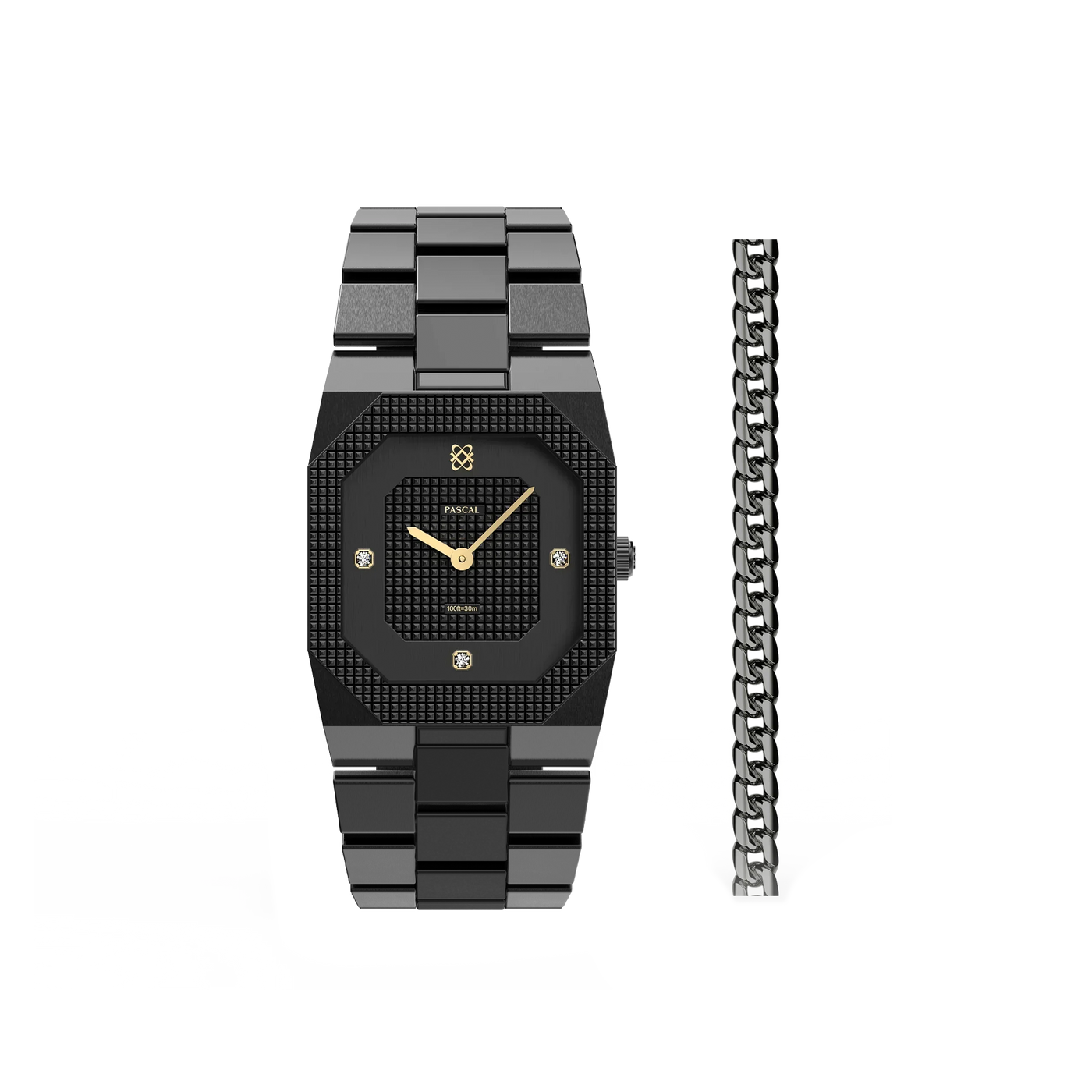 Octagonal Clou de Paris Diamond Watch Gift Set in Shadow Warrior - PASCAL