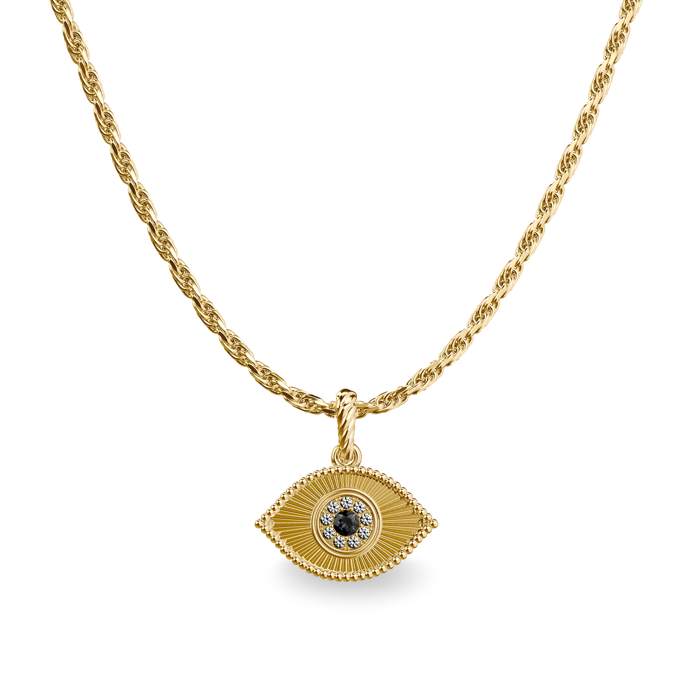 The Bonbon Eyes Charm, White Diamond - PASCAL#color_18k-yellow-gold-vermeil-white-diamond-black-gemstone