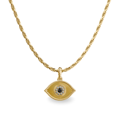 The Bonbon Eyes Charm, White Diamond - PASCAL#color_18k-yellow-gold-vermeil-white-diamond-black-gemstone