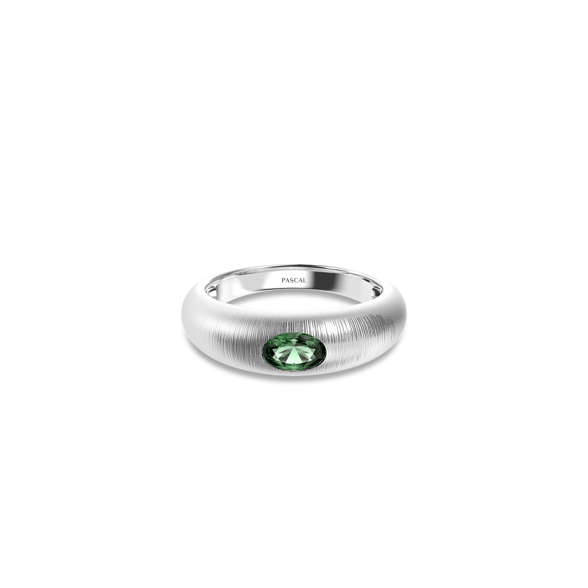 Solitaire Oval Cut Gemstone Promise Ring - White Gold Vermeil Green Gemstone#color_18k-white-gold-vermeil-green-gemstone