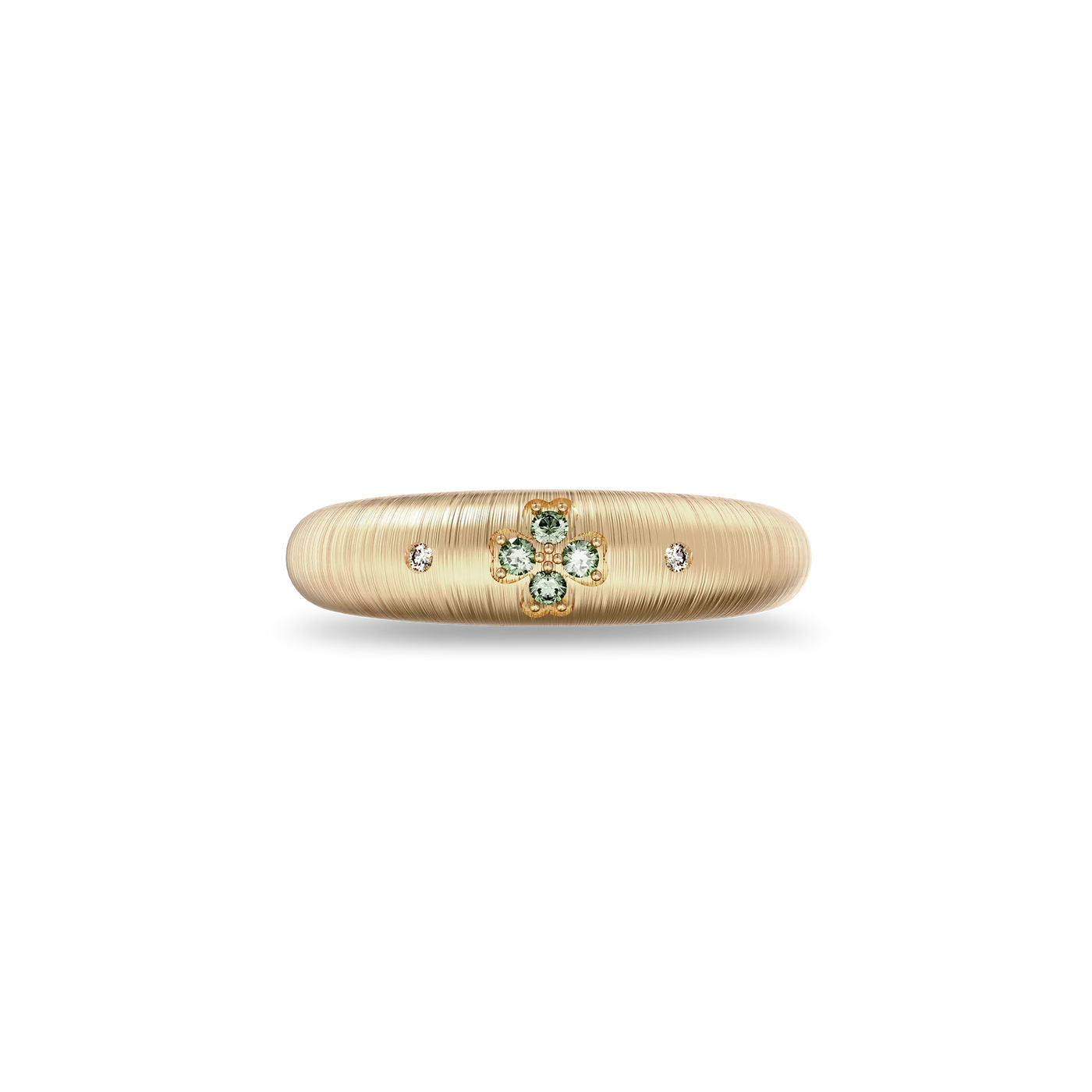 Anillo cúpula 'Trébol de la suerte', pavé de diamantes verdes