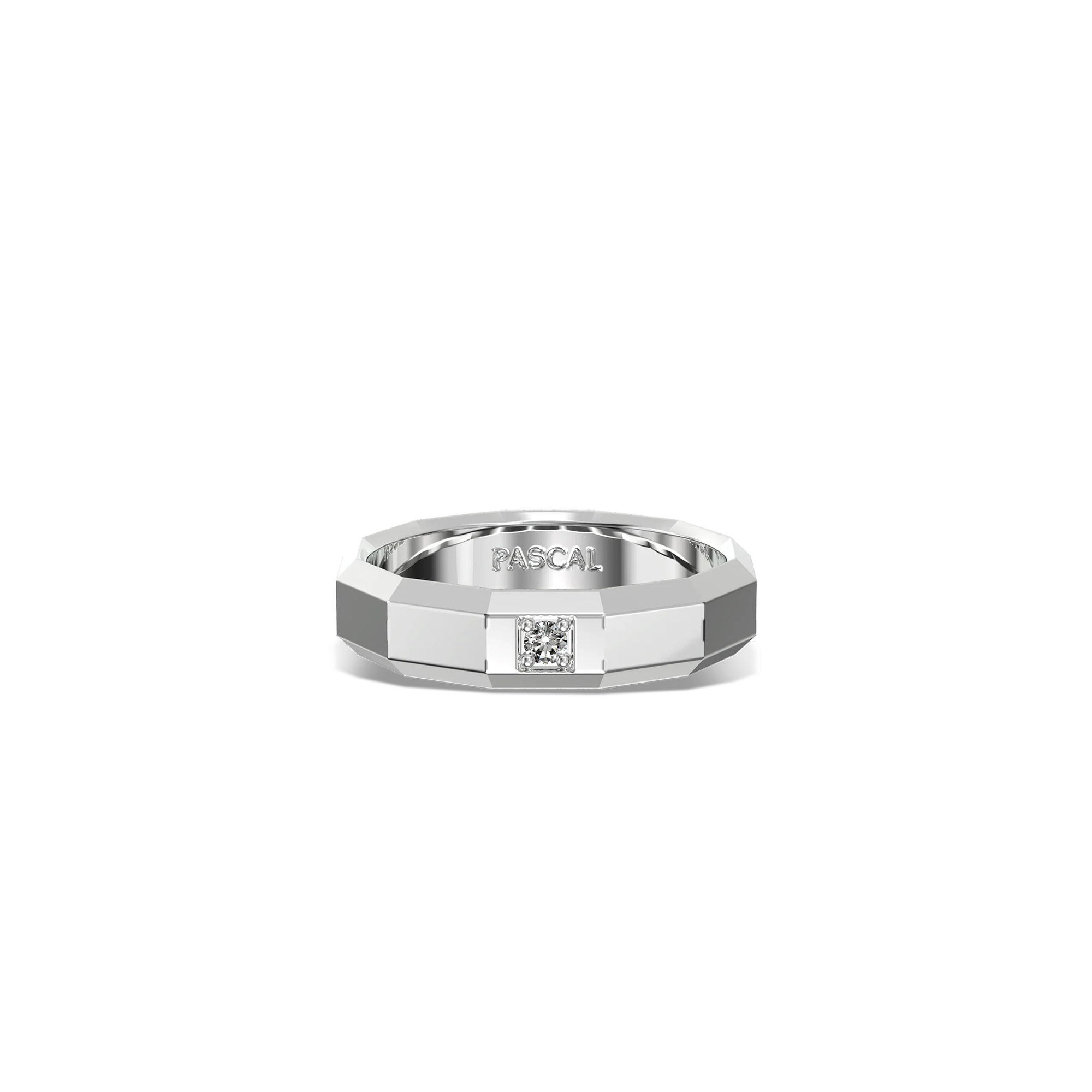 Faceted Diamond Promise Ring in white gold with refined octagonal shape#color_18k-white-gold-vermeil-white-diamonds
