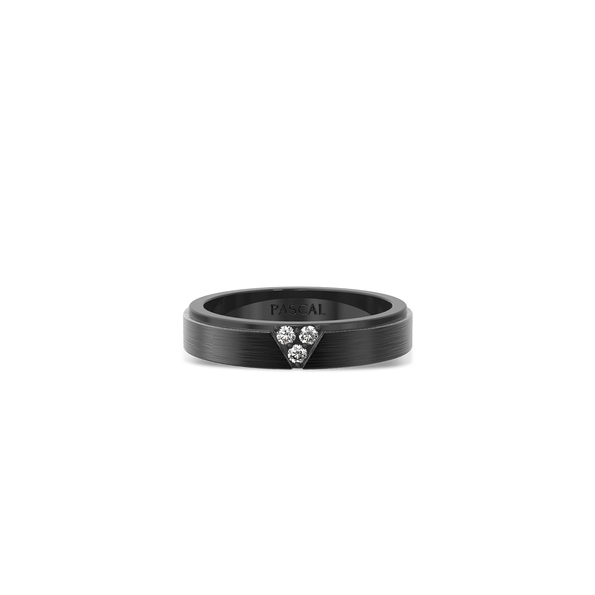 Trinity Diamond Promise Ring in black titanium with three brilliant white diamonds#color_black-titanium-white-diamonds