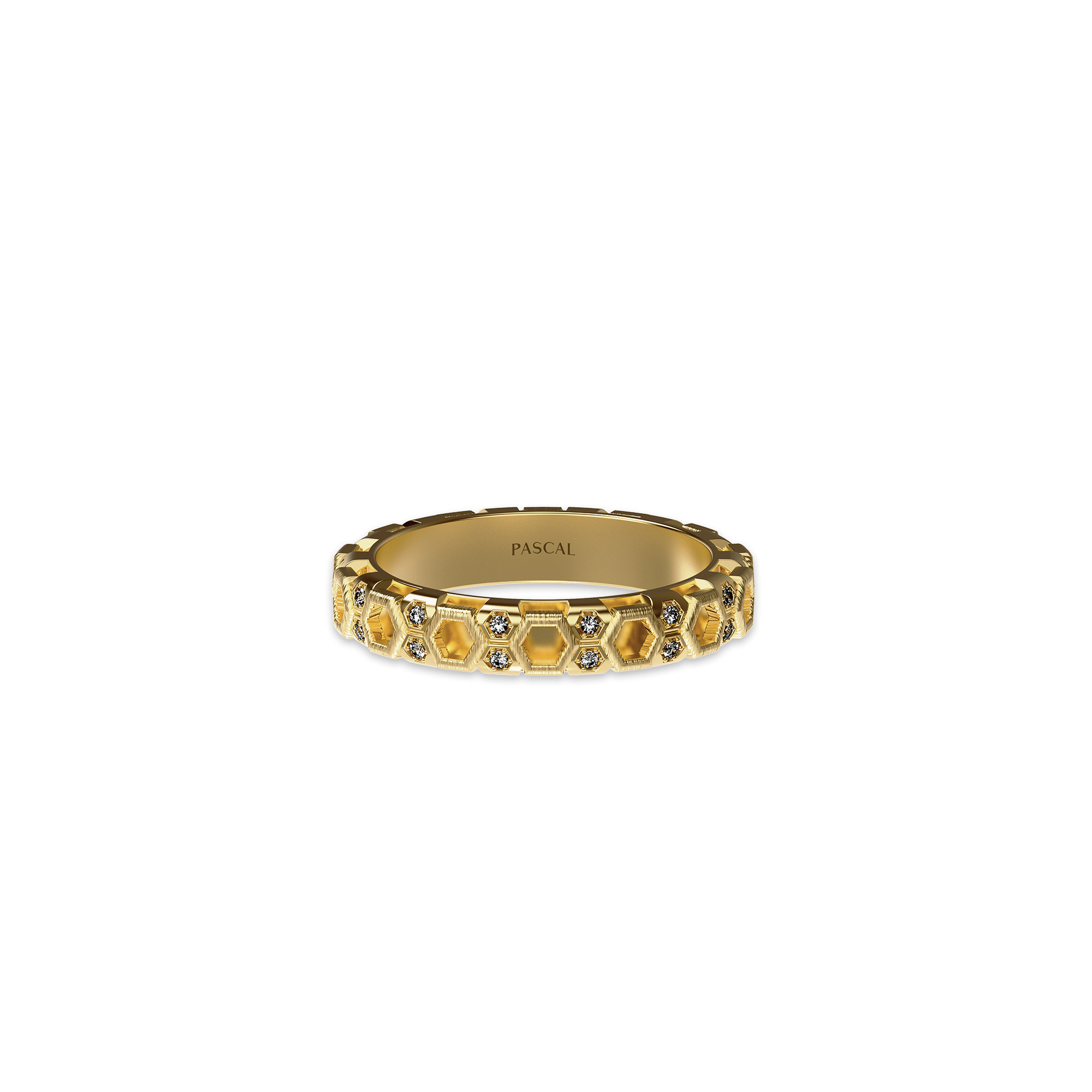 The Soccer Openwork Band Ring, White Diamond- PASCAL#color_18k-yellow-gold-vermeil-white-diamond