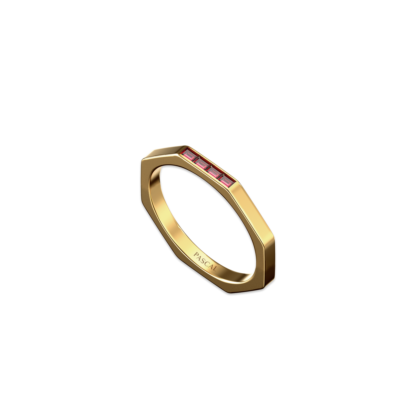 Ring med oktagönt ädelsten