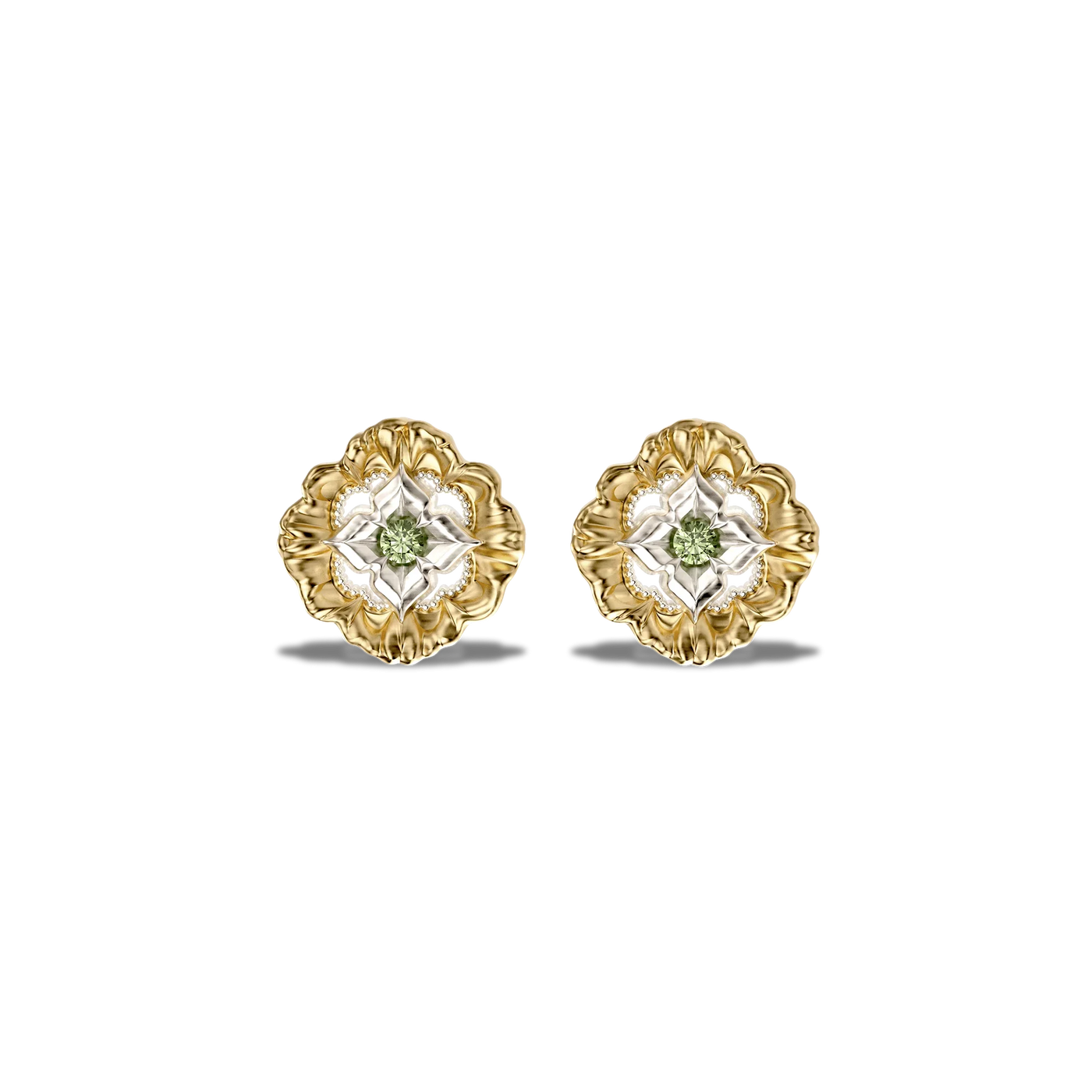 Pendientes barrocos de diamante, diamante verde