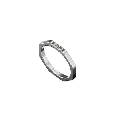 Octagon Band Ring, White Diamond