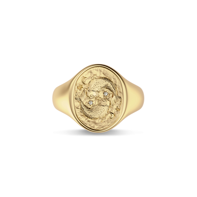 'Zodiac' Diamond Signet Ring, Pisces