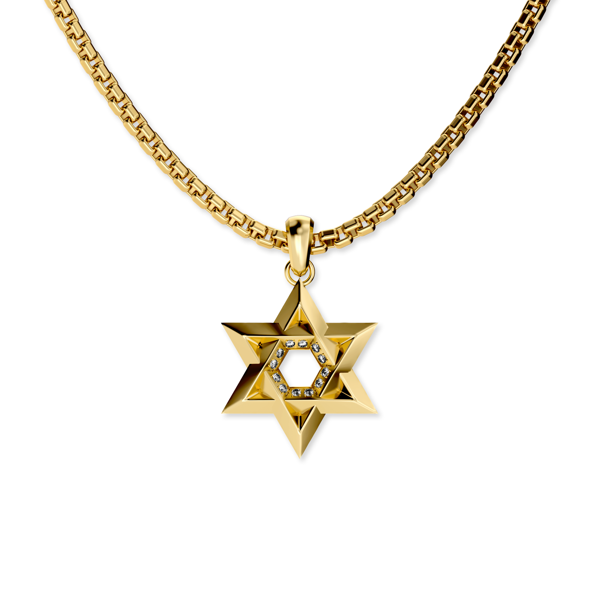 Star of David Pendant, White Diamond - PASCAL#color_18k-yellow-gold-vermeil-white-diamond