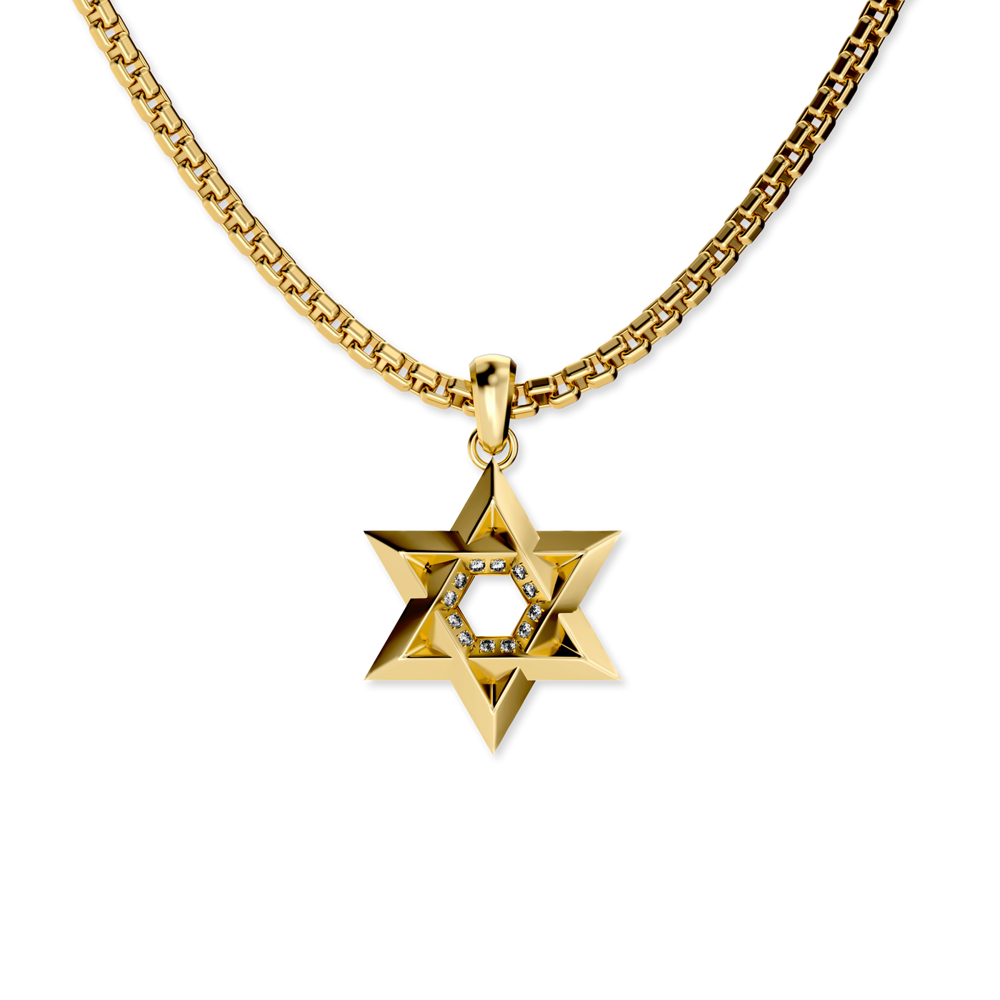 Star of David Pendant, White Diamond - PASCAL#color_18k-yellow-gold-vermeil-white-diamond