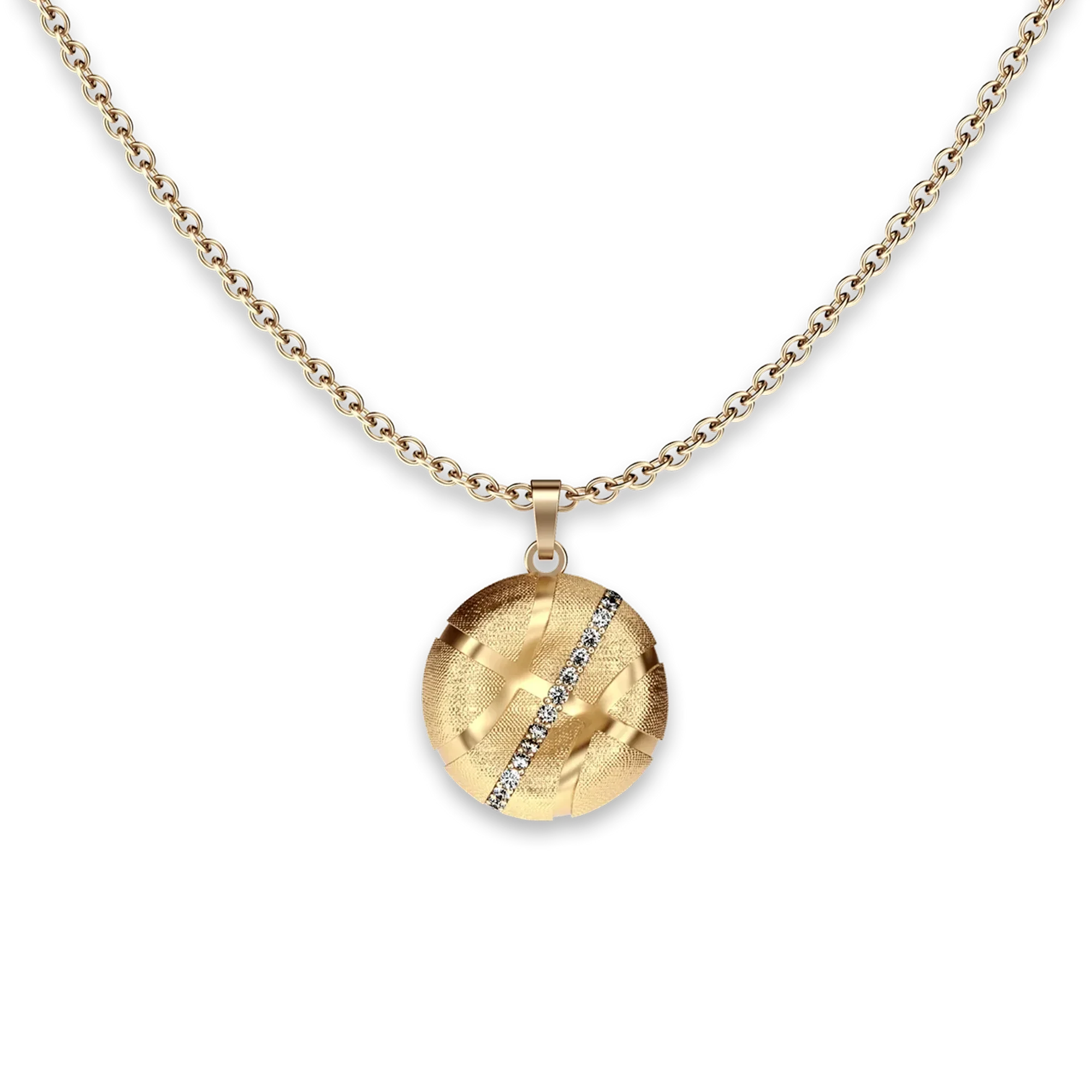The Basketball Crooked Ball Linear Diamond Pendant, White Diamond - PASCAL