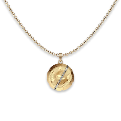 The Basketball Crooked Ball Linear Diamond Pendant, White Diamond - PASCAL