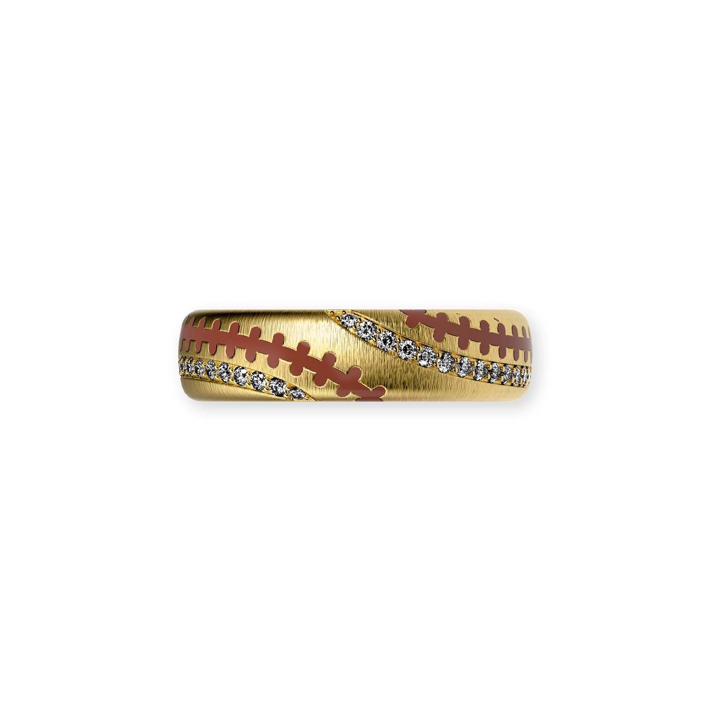 'The Baseball' Band Ring, White Diamond