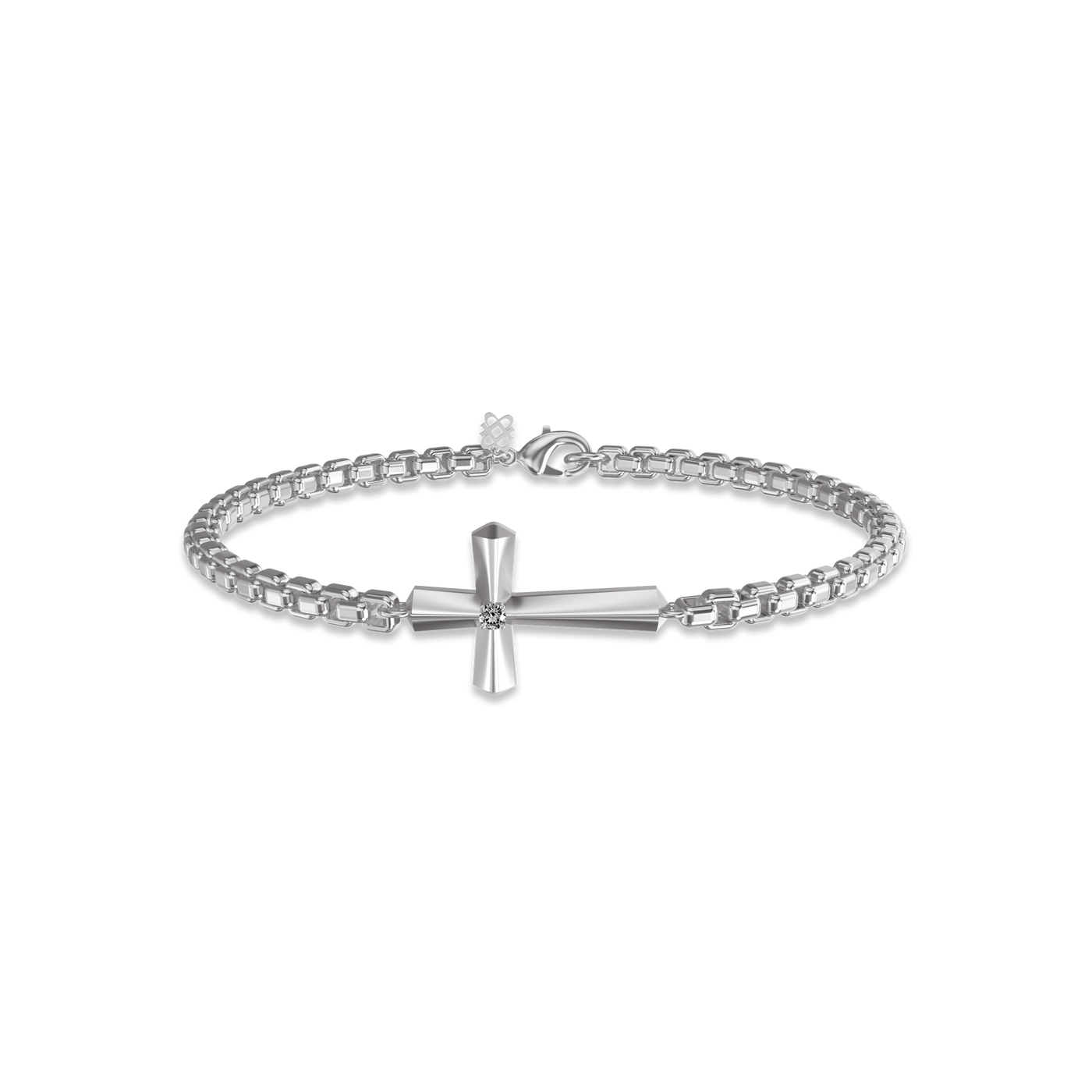 Pulsera Amuleto Cruz, Diamante Blanco