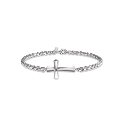 Pulsera Amuleto Cruz, Diamante Blanco
