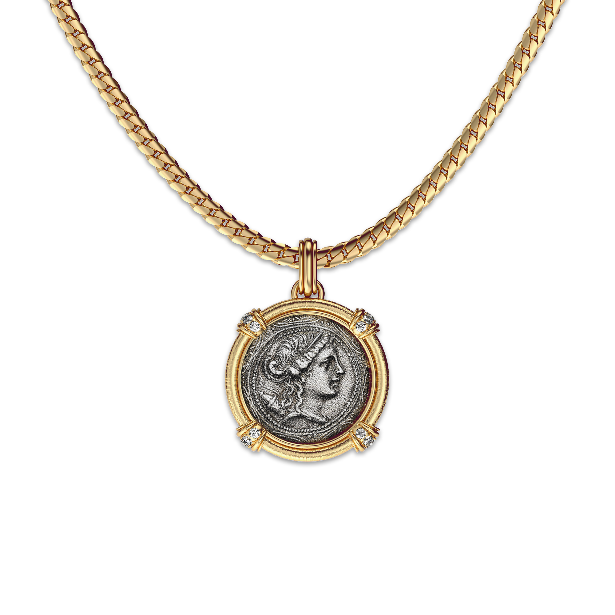 The Great Civitas Artemis Coin Pendant, White Diamond - PASCAL