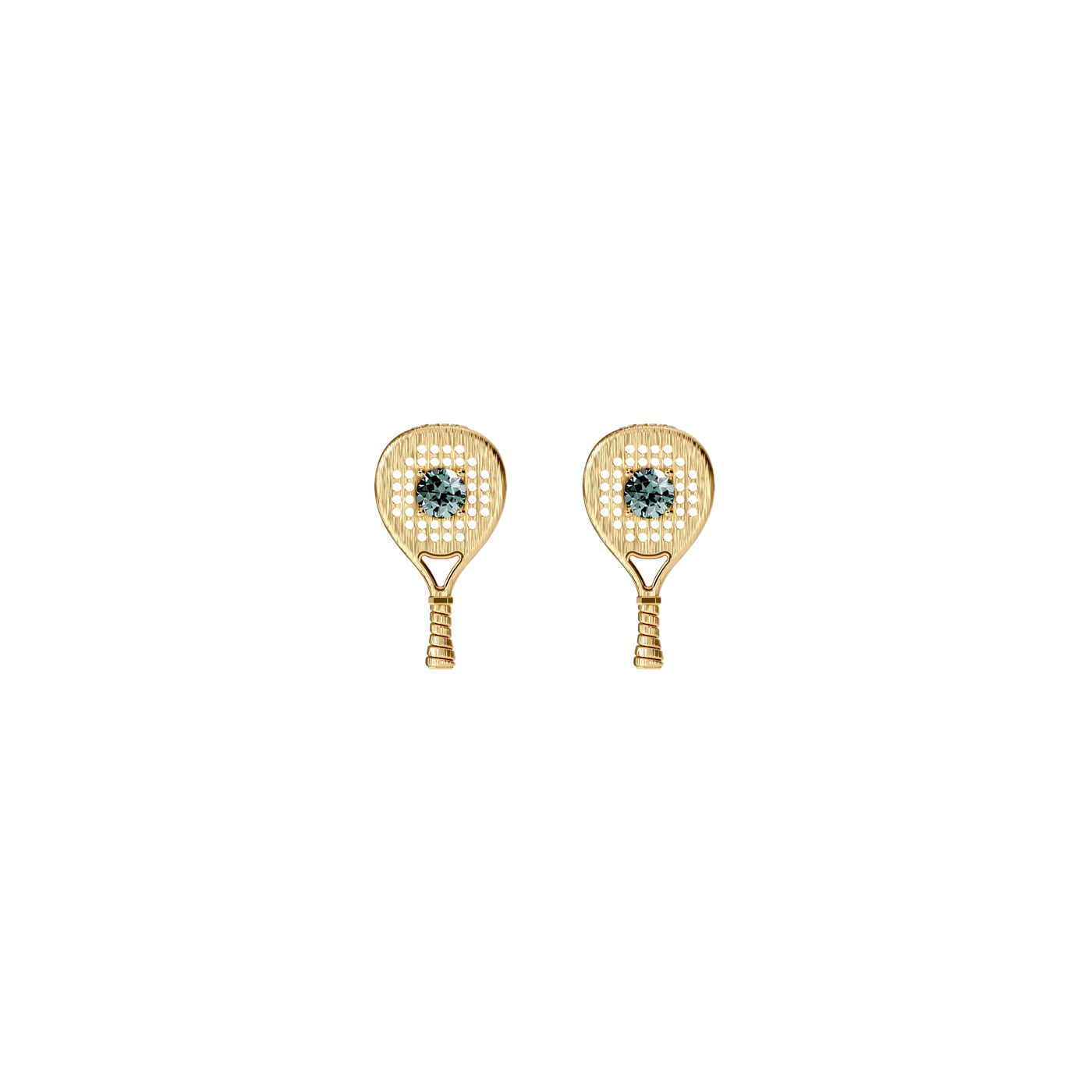 Boucles d'oreilles clous "The Padel" raquette, diamant vert