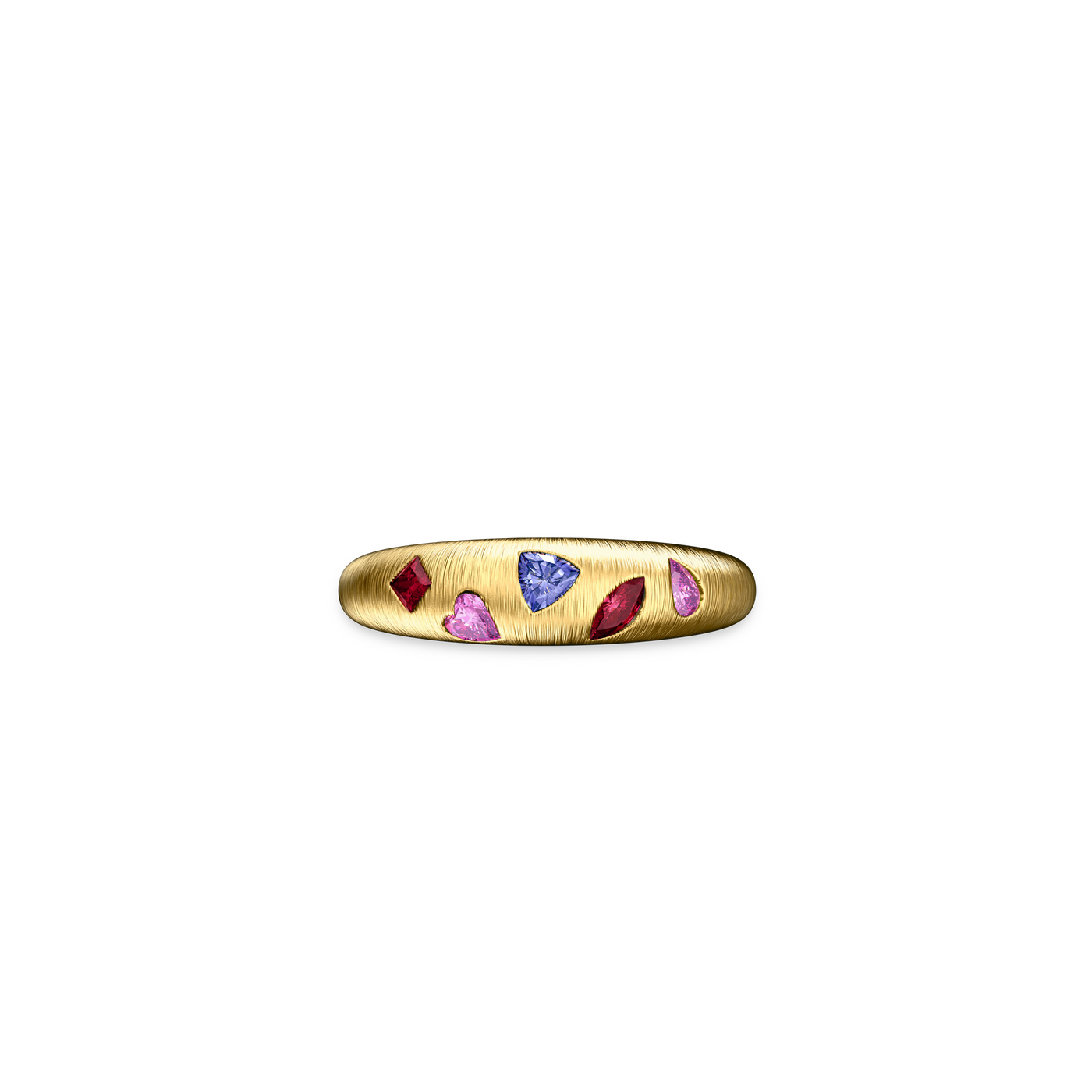 Bague dôme en pierre précieuse mosaïque