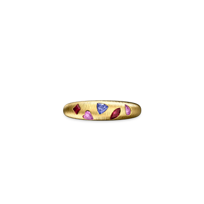 Bague dôme en pierre précieuse mosaïque