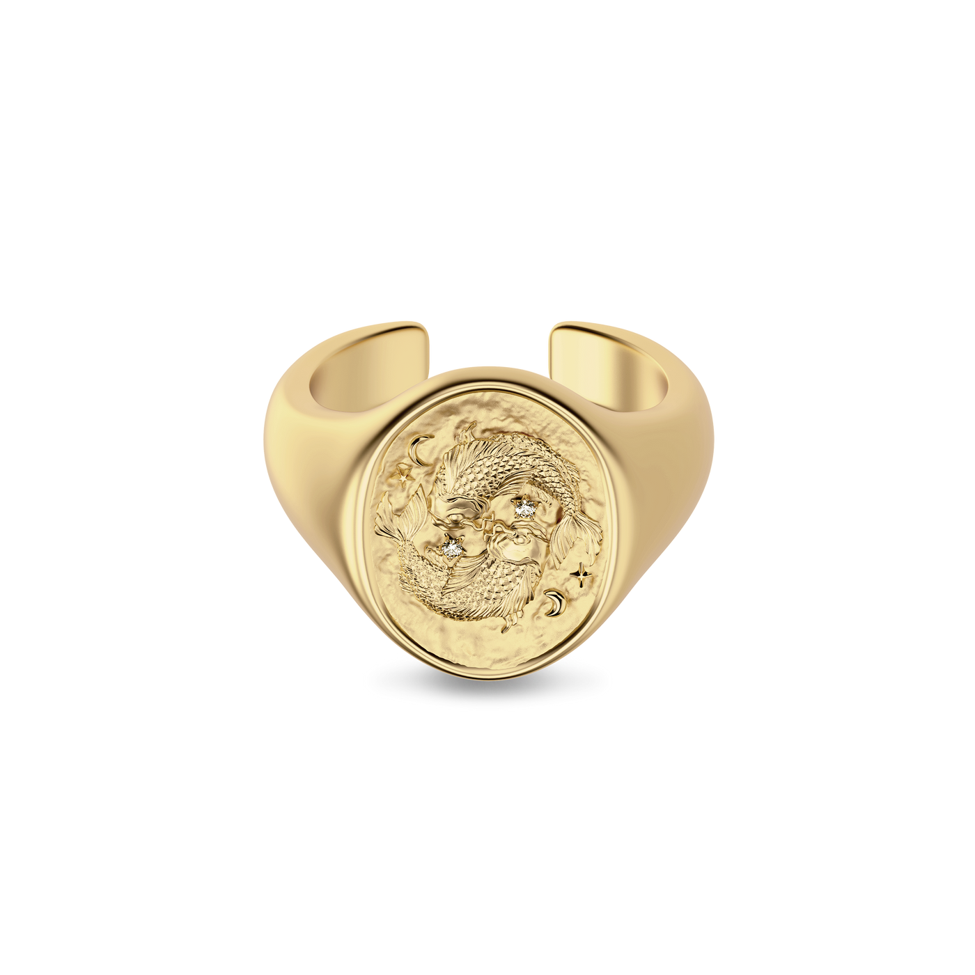 'Zodiac' Diamond Signet Ring, Pisces