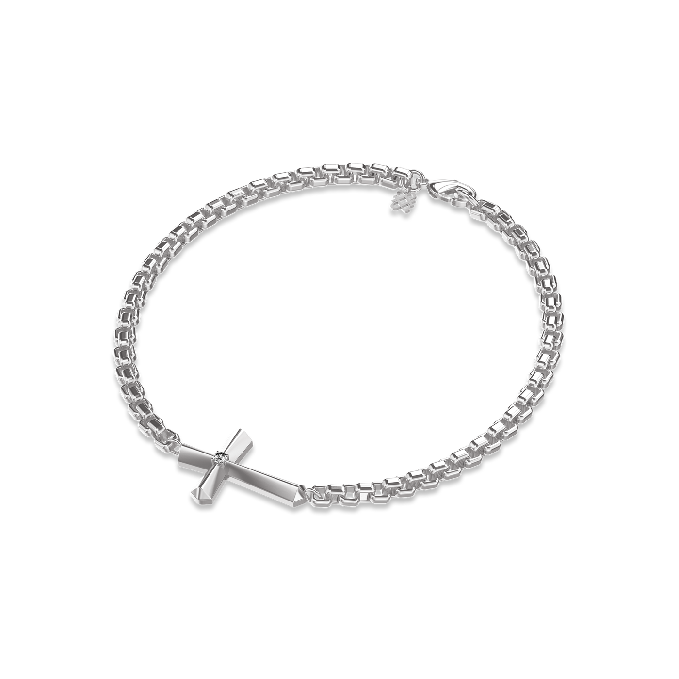 Pulsera Amuleto Cruz, Diamante Blanco