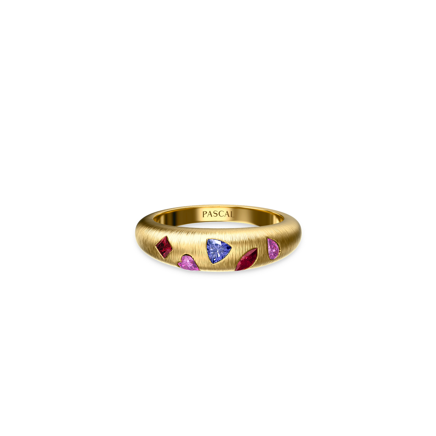 Mosaic Gemstone Dome Ring - PASCAL#color_18k-yellow-gold-vermeil-red-pink-purple-gemstone