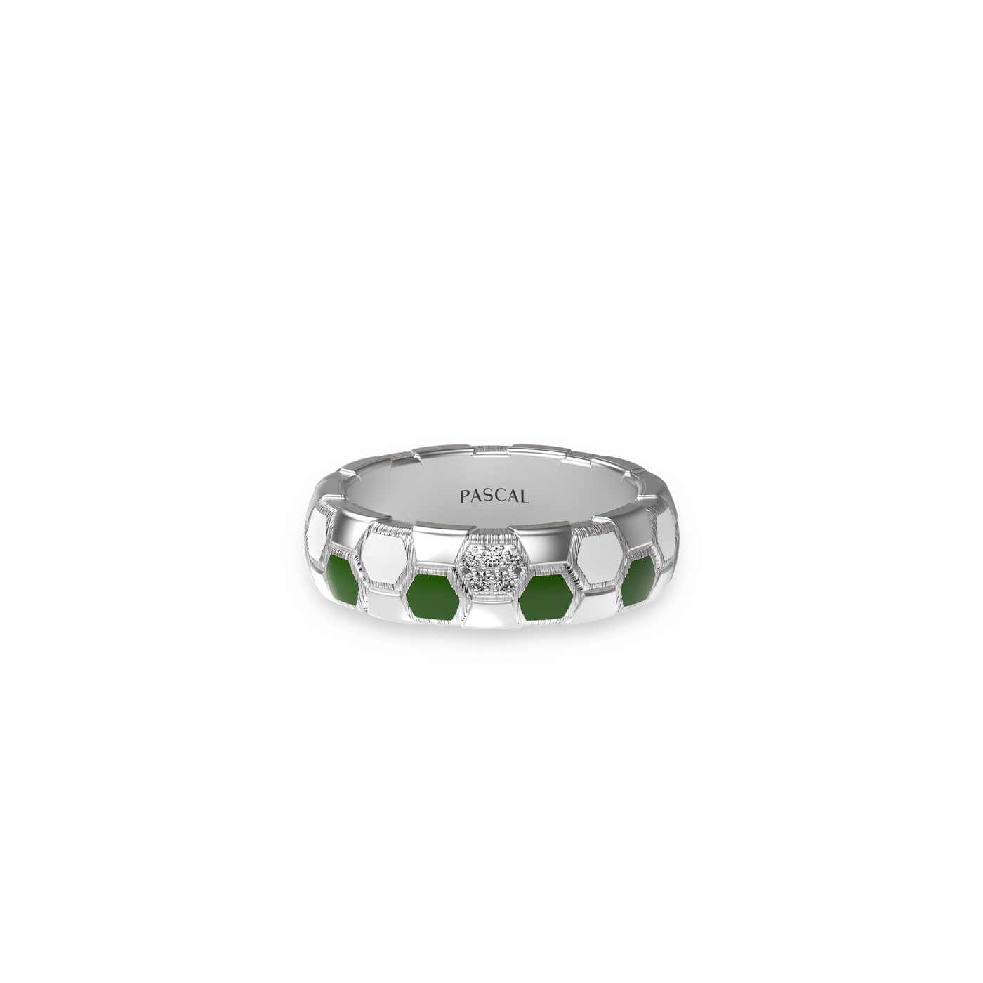 'The Soccer' Super Eagles Band Ring, White Diamond