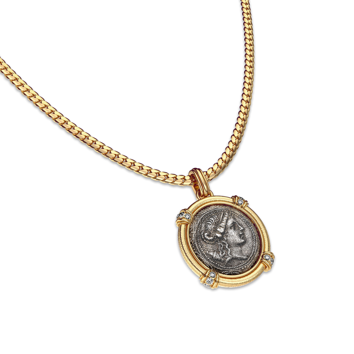 Ciondolo con moneta Artemis "The Great Civitas", diamante bianco