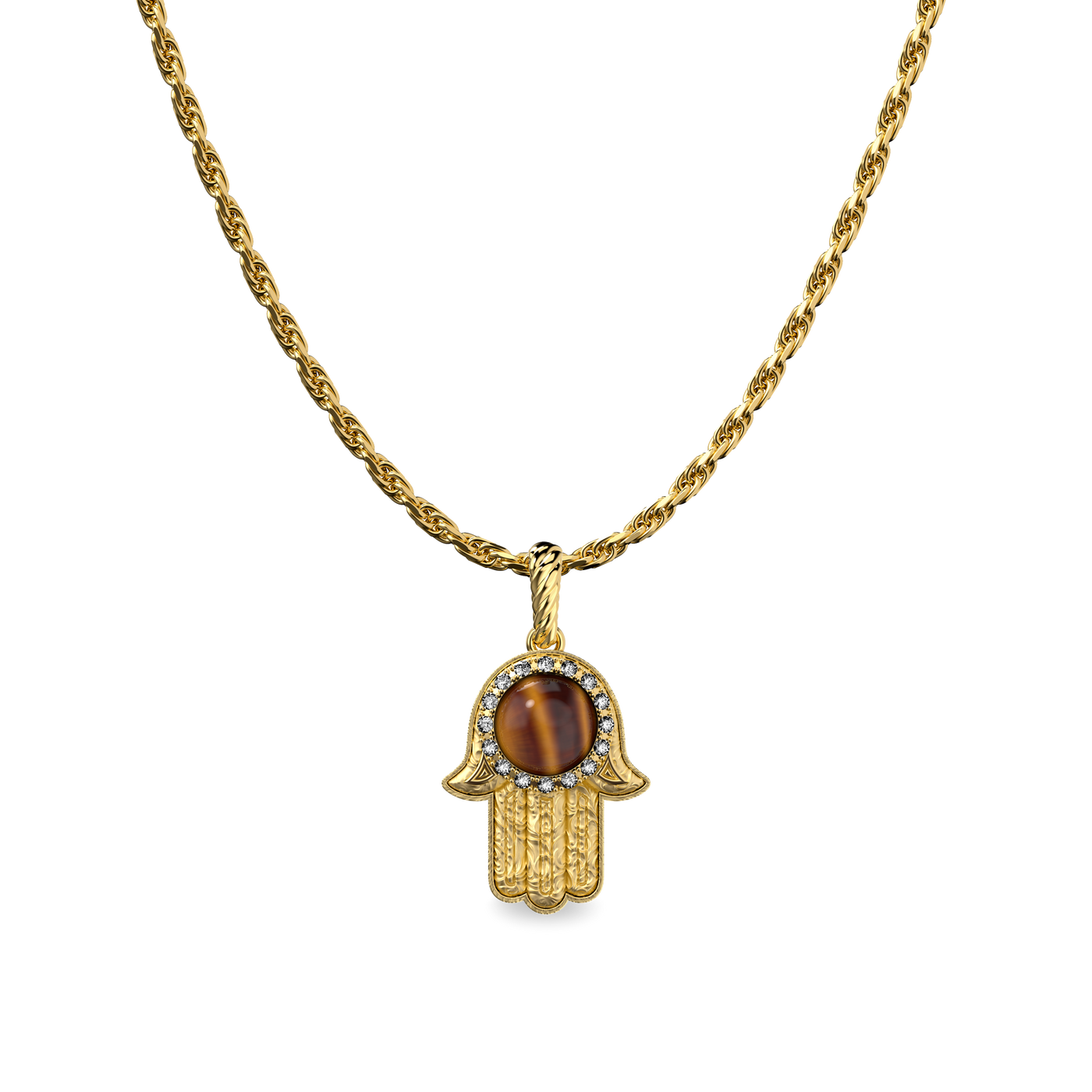 Colgante 'The Spiritual' Hamsa, Halo de Diamantes Blancos