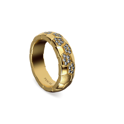 Anillo de banda "The Soccer", pavé de diamantes blancos