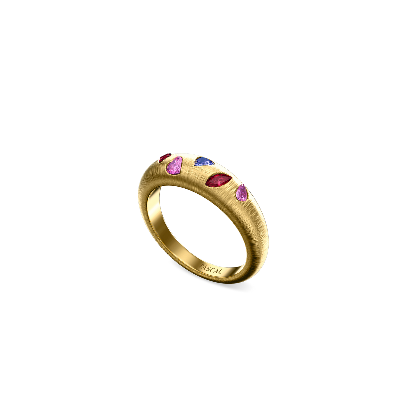 Bague dôme en pierre précieuse mosaïque