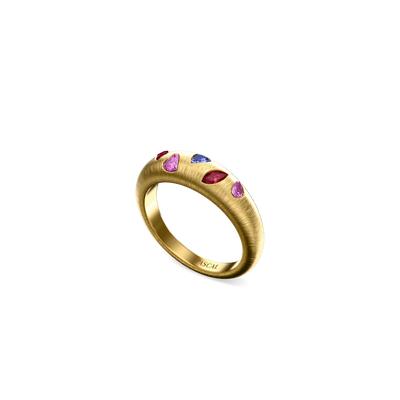 Bague dôme en pierre précieuse mosaïque