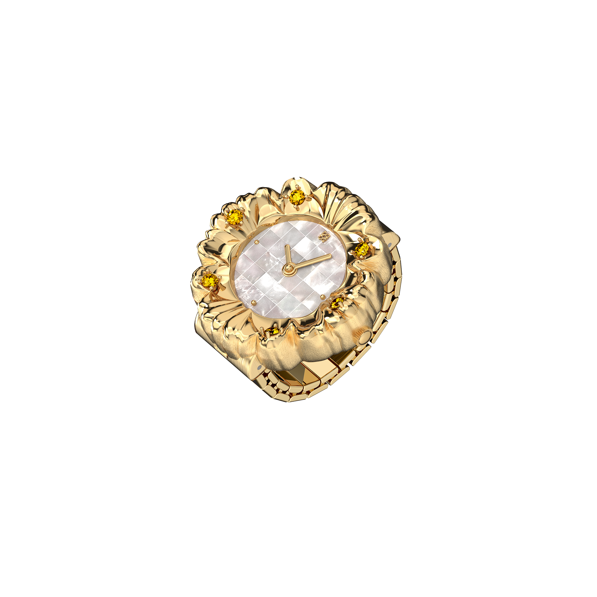 Classic unique adjustable Gold ring Watch 14K Gold Clock Ring, Vintage Watch Ring – Aura Fine Jewelery main image 3