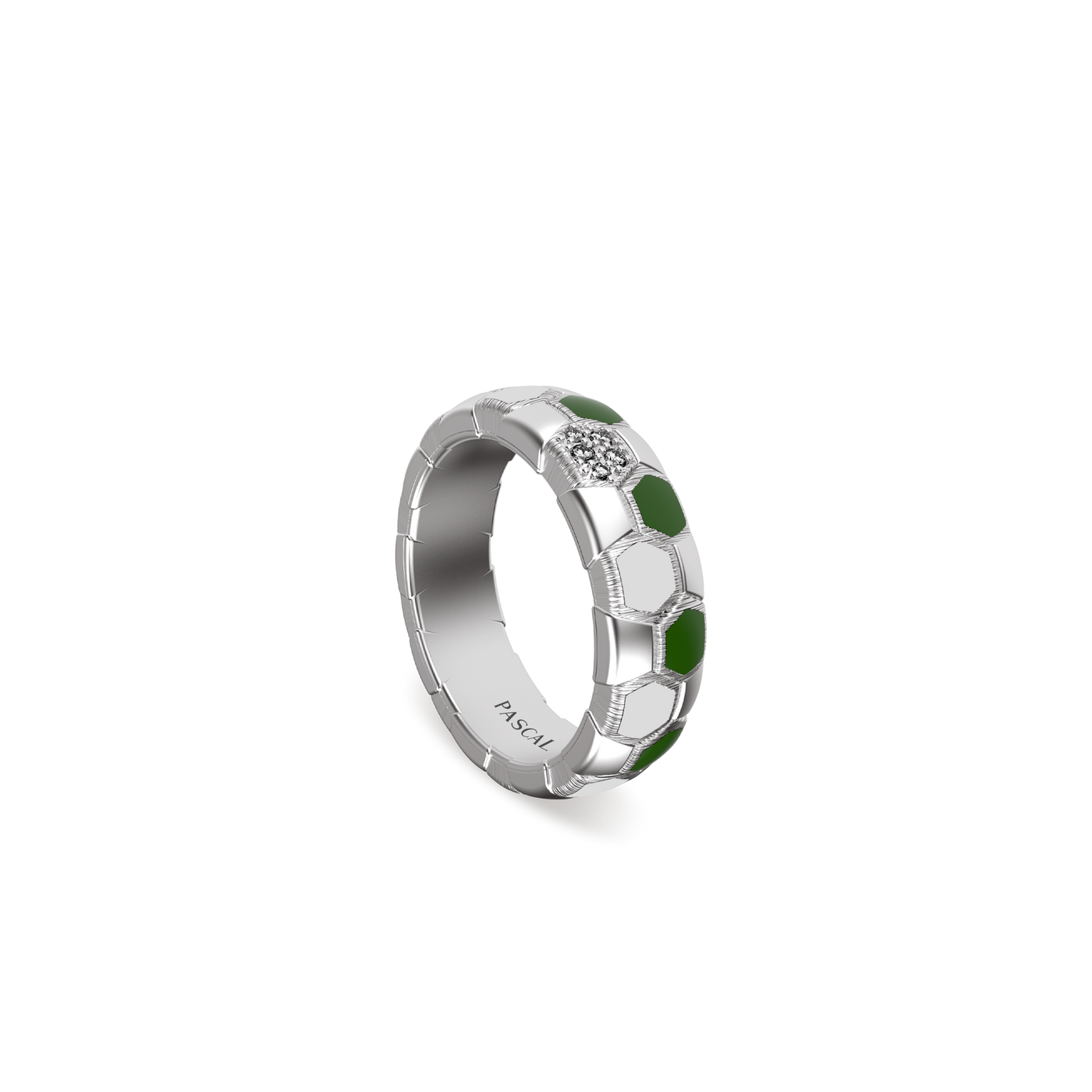 'The Soccer' Super Eagles Band Ring, White Diamond