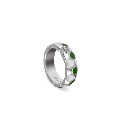 'The Soccer' Super Eagles Band Ring, White Diamond