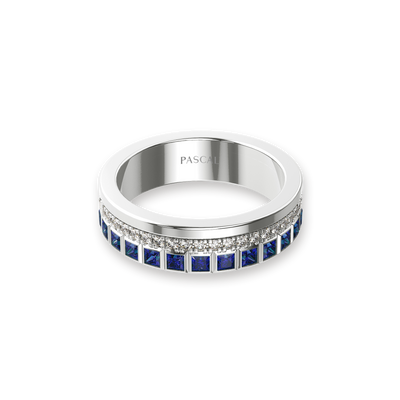 Bague bande de diamants pavés biseautés 